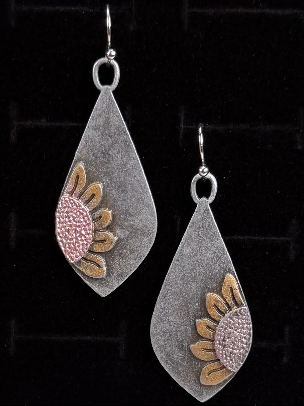 Vintage Sunflower Drop Pierced Earrings